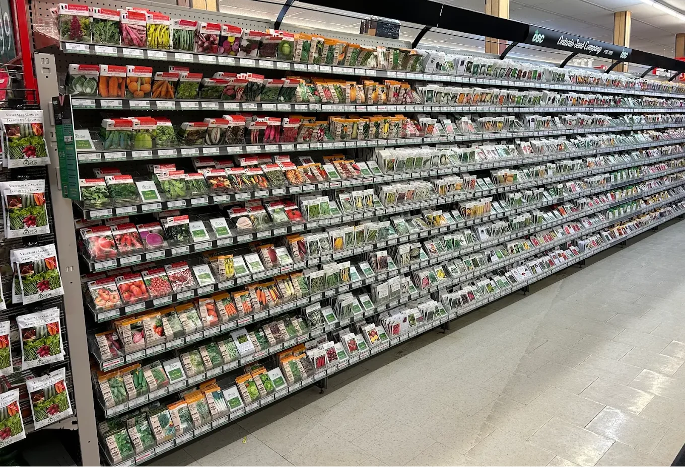 Seed display at Ontario Seed Home Hardware
